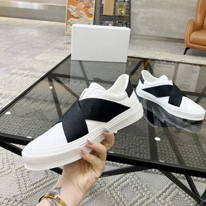 Baskets blanches à enfiler avec bande élastique, bout rond, tige synthétique, semelle extérieure en caoutchouc, chaussures de marche toutes saisons - Product Image 2