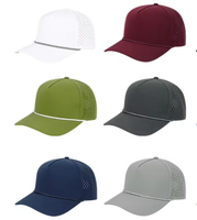 Casquettes de golf sportives noires personnalisées unisexes, matériau en nylon terry structuré de qualité supérieure, logo brodé, 5 panneaux, séchage rapide, performance optimale