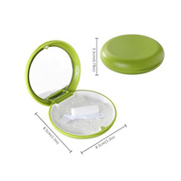 Boîte de rangement magnétique ronde verte pour prothèses dentaires, aligneurs et gouttières, avec miroir, étui de voyage pour hygiène buccale