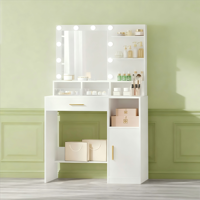 Table de toilette moderne pour salon et chambre à coucher d'hôtel avec miroir et lumières, écologique