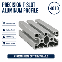 Profilé d'extrusion en aluminium à rainure en T 4040 norme européenne, anodisé 6063-T5, rail de châssis de machine, longueur découpée sur mesure