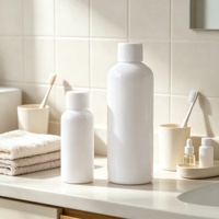 Bouteille ronde rechargeable en PET blanc de 300 ml, unique, pour les soins de la peau, les soins capillaires, le savon liquide, le gel douche, emballage cosmétique créatif