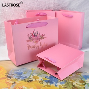 Sacchetto di Carta Rosa in Cartone con Logo Personalizzato Stampato, Borse di Carta per Shopping di Lusso, Confezione Regalo per Abbigliamento - Product Image 2