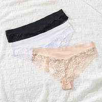Culottes en Dentelle Transparente Sexy et de Haute Qualité, Taille Moyenne, sans Coutures, pour Femmes