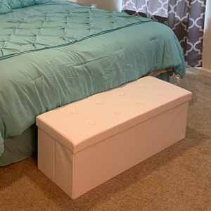 Tabouret de rangement rembourré, salon, cube en similicuir, pouf de rangement, repose-pieds, banc, siège - Product Image 6