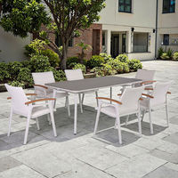 Ensemble de meubles de patio en bois de teck chaise de Table à manger extérieure en aluminium étanche pour jardin balcon cour