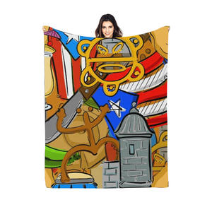 2024 Venta caliente al por mayor de alta calidad de fábrica de personalidad manta de tiro personalizada <span class=keywords><strong>Puerto</strong></span> Rico América bandera manta de franela - Product Image 1