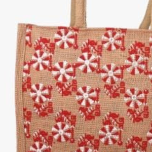 ถุงผ้าปอกระเจาพิมพ์ลายสีแดงใช้ซ้ำได้เป็นมิตรกับสิ่งแวดล้อมสำหรับซื้อของชำให้ของขวัญและใช้ในชีวิตประจำวัน - Product Image 3