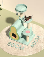 Arbre à chat multi-niveaux avec lit intégré et griffoir en sisal, design pastoral avocat, pour petits espaces