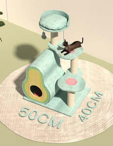 Arbre à <span class=keywords><strong>chat</strong></span> multi-niveaux avec lit intégré et griffoir en sisal, design pastoral avocat, pour petits espaces - Product Image 6