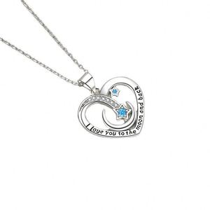 Collar Chapado en Oro con Colgante de Corazón 'Love You to Moon Back Mom' para Mujer - Product Image 5
