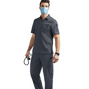 Ensemble de blouses médicales pour hommes, gris, en coton tissé et polyester, uniformes d'hôpital, détection d'aiguilles - Product Image 1