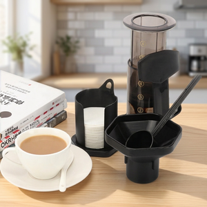 Mini cafetière à piston écologique portative |   Cafetière de voyage portable en plastique PC transparent, design moderne et luxueux - Product Image 2