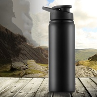 Bouteille d'eau portable en acier inoxydable pour vélo, à boire directement, pour activités sportives en extérieur et voyages, gourde métallique