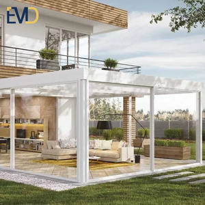 Véranda en verre à ossature aluminium pour jardin de villa au design moderne, avec toit incliné, double vitrage trempé et isolation phonique - Product Image 6