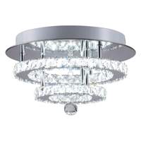 Lustre à Led double rond semi-encastré Éclairage en cristal chromé Plafonnier en cristal pour chambres à coucher Salles à manger Couloir