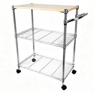 3 Tier Stainless Steel Storage Rack Rolling Utility Cart Shelves with Casters Multi-purpose Heavy Duty <b>Kitchen</b> Cart - Product Image 1