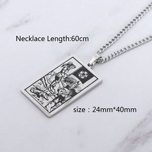 Collier avec pendentif géométrique en acier inoxydable, bijoux de mode coréenne en plaqué or 18K, pendentif pour <span class=keywords><strong>Horoscope</strong></span>, carte de Tarot - Product Image 6