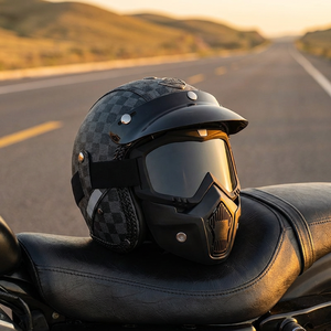Retro Dreiviertel-Helm mit Abnehmbarem Visier 3C-Zertifiziert Krokodilmuster-Helm für Straßenfahrten - Product Image 2