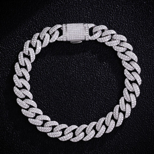Bracciale a catena Miami Cuban Link VVS D Color 10mm 12mm Placcato Argento Oro Hip Hop Moissanite Cuban Chain per Uomo Donna - Product Image 3