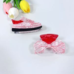 Versión coreana acrílico fresco y lindo brillo pajarita zapatos Clip de agarre parte posterior de la cabeza diadema desaliñada para uso diario - Product Image 3