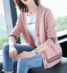 नई डिजाइन महिलाओं स्वेटर कोट सुरुचिपूर्ण बुना हुआ कपड़ा कोरियाई शैली ढीला आरामदायक देवियों बुनना कार्डिगन