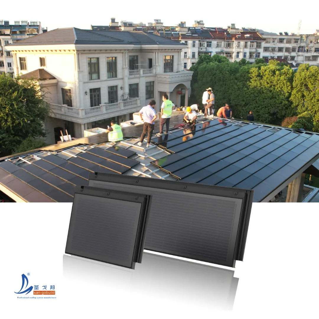 Piastrelle per pavimenti solari doppio vetro BIPV sistema di energia solare pannello solare tegole per la costruzione di tetti