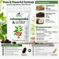 Ashwagandha Extract Softgel 300mg met MCT-olie Zwarte Peper Hoge Absortie Dagelijkse Wellness OEM