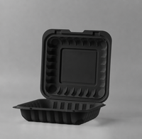 Boîte alimentaire jetable écologique en MFPP blanc, format 9x9x3 pouces, conteneur carré haute capacité pour cuisines éphémères et chaînes de restaurants
