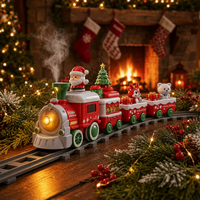 Circuit de train électrique de Noël éducatif pour enfants, avec rails longs à assembler, train à vapeur classique, jouets avec lumières et sons