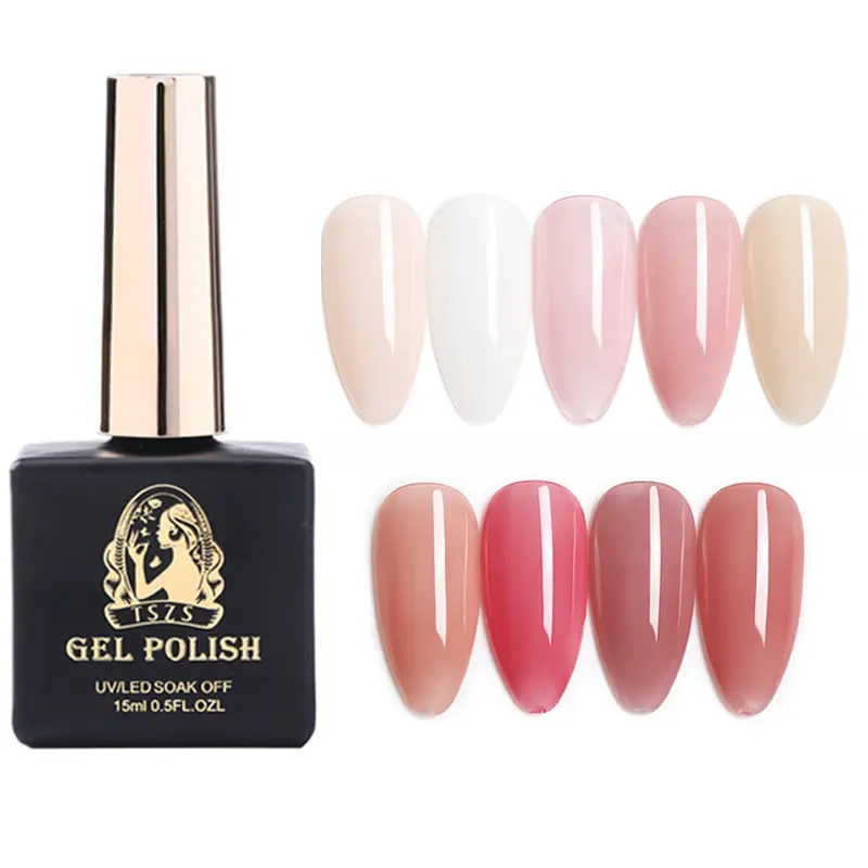 TSZS 15ml Nude Pink Private Label Good Adhesive Nails Gel Nails Salon Professional Products Soak Off UV Gel Polish