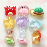 BZY Crafts Accessoires en résine transparente, modèles d'animaux marins, breloques décoratives DIY pour coques de téléphone, chaussures, épingles à cheveux, pendentifs Kawaii et patchs pour tasses