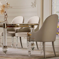 High End Modern Luxus Kristall 6 Sitze Esstisch Rechteck Marmorplatte Esstisch für Villa
