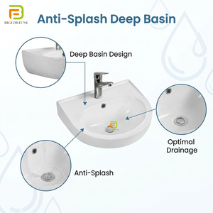 Lavabo mural d'angle compact en céramique pour salle de bain, idéal pour appartement - Sanitaire mural mini - Product Image 2
