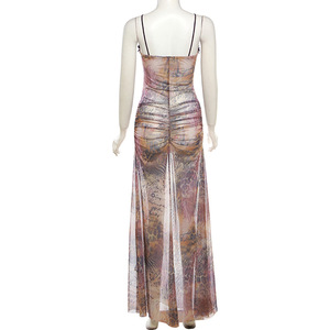 RUICHI kadın pullu Mermaid balo ışıltılı boyun balo elbisesi uzun yüksek yarık resmi akşam parti elbise - Product Image 5