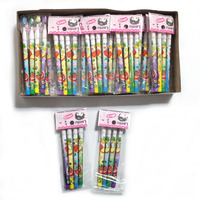 Venta al por Mayor de Lápices Mecánicos Ecológicos con Diseño de Frutas de Dibujos Animados, Set de Papelería Bonita para Escribir, para Estudiantes y Niños, Venta al por Mayor, Borrador Negro