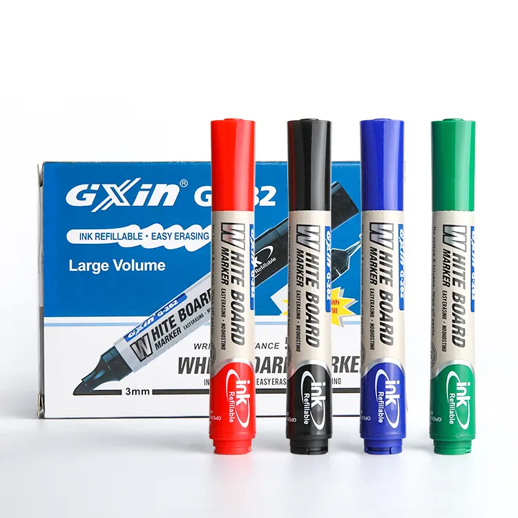 GXIN G-282 sıcak satış büyük kapasiteli yağ bazlı beyaz tahta kalem tekrarlanan kuru silme doldurulabilir beyaz tahta işaretleyici kalem