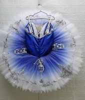 Ballet professionnel crêpe Tutu nouveau bleu Royal Satin rigide Tulle SPANDEX dégradé Performance caractéristique attrayante robe de Ballet