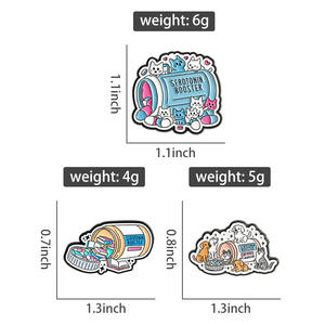 सेरोटोनिन बूस्टर गोली बिल्ली की किताब एनमेल पिन प्यारी आक्रामकता पिल्ला ब्रोच लैपल बैज गहने थोक - Product Image 6