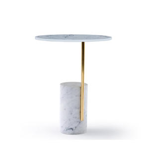 Mesa Auxiliar Redonda de Mármol Blanco con Tapa de Cristal, Diseño Moderno para el Hogar y el Comedor - Product Image 6