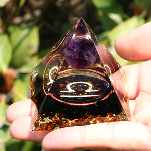 Kim tự tháp pha lê chữa bệnh 50mm 60mm 12 cung hoàng đạo, kim tự tháp orgonite thiền định - Product Image 2