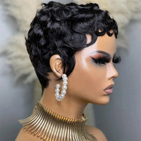 Perruques brésiliennes courtes bouclées Chioma Pixie Cut, perruques en cheveux humains naturels, fabriquées à la machine, pour femmes noires