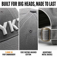 Gorra de Béisbol XXL para Cabezas Grandes, Unisex, Estilo Denim Lavado, Tipo Dad Hat |   Hebilla Ajustable de Cobre Dorado, Corona Suave, Estilo Retro, Ajuste Cómodo para Golf