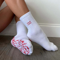 Chaussettes de Pilates antidérapantes en coton de haute qualité POPSOX, chaussettes de yoga professionnelles, logo personnalisé, taille unique, pour femmes, Kaos Kaki