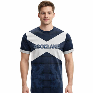 Camiseta de Fútbol Escocia con León y Tartán para Hombre, Jersey Deportivo Casual, Camiseta Esencial de Fútbol Escocia 2026, Estampado Completo Personalizado - Product Image 2