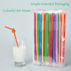 Pailles à boire jetables en <span class=keywords><strong>plastique</strong></span> souple, colorées, longues et épaisses, pour fêtes et bars, vente en gros, Chine - Product Image 1