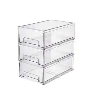 Stapelbaar Transparante Desk Organizer Plastic Lade Organizer Met Handvat