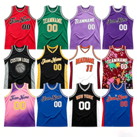 Vente en gros usine – Nouveaux ensembles de maillots de basketball unisexes à col ras du cou, noirs, brodés et imprimés, réversibles – Hauts OEM