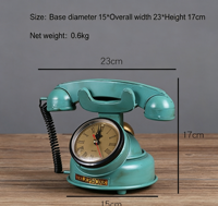 Jam Meja Telepon Retro Kreatif Jam Meja Senyap Jam Dekoratif untuk Pajangan Jendela Toko Kantor
