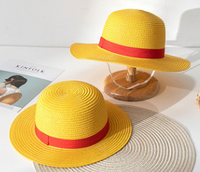 Sombrero de pajita de Luffy Natural, Cosplay de una pieza, sombrero de paja de capitán, mono D. Luffy porque mapa